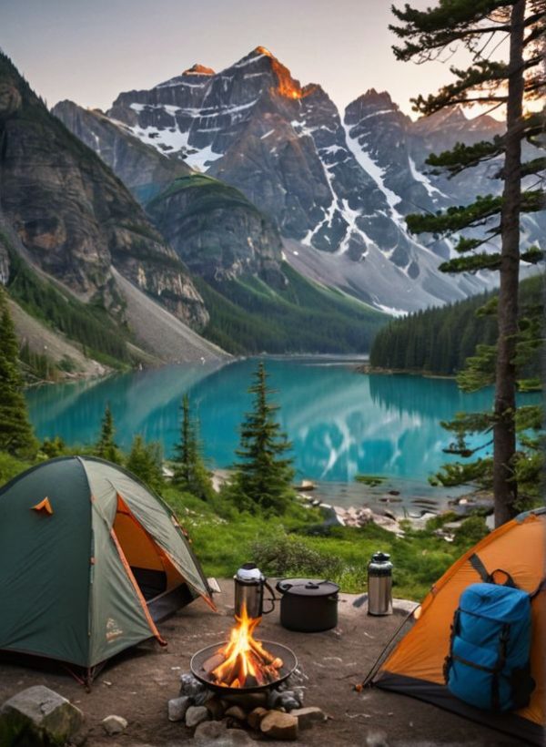 a green working space with laptop, notes, plants, computer